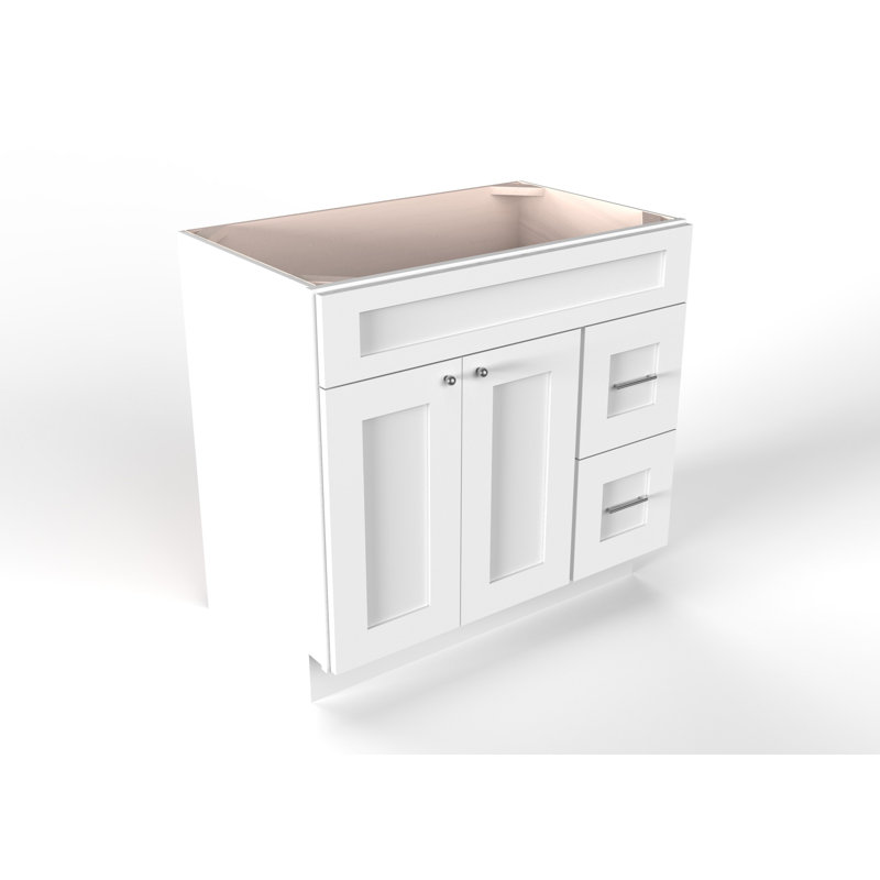 Disar 36'' Bathroom Vanity With Drawer Right Base Only, White