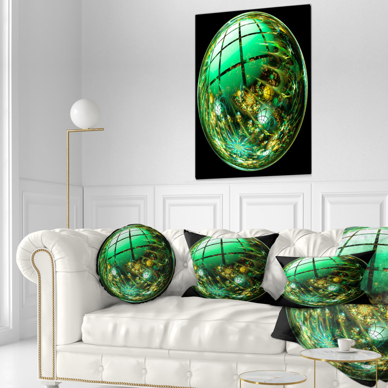 Sphère fractale vert vif - coussin imprimé abstrait
