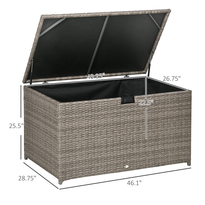 Rattan Outdoor Storage Box, Gray