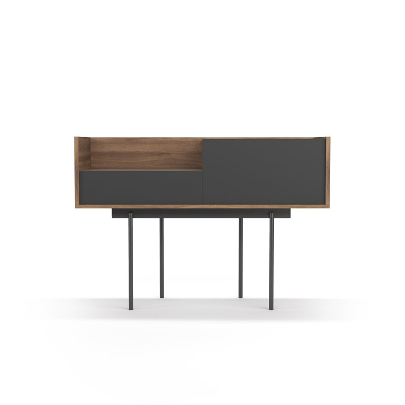 Amesfield 98cm Console Table, Graphite, Walnut/Graphite, 84cm x 98cm x 42cm