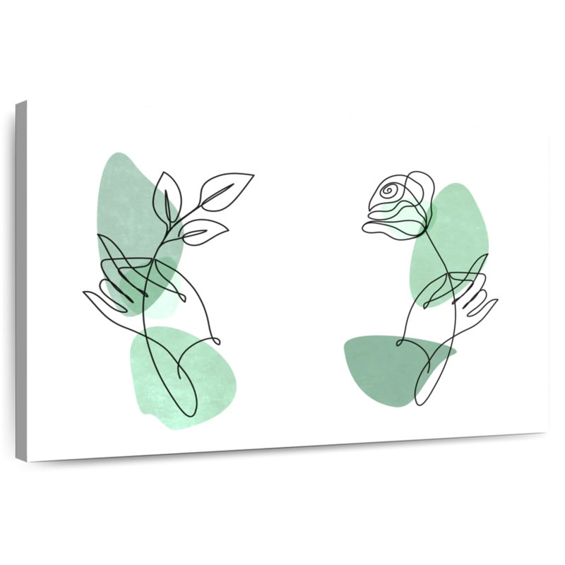 Harnek Minimalist Green Rose Lines, 30" H x 45" W