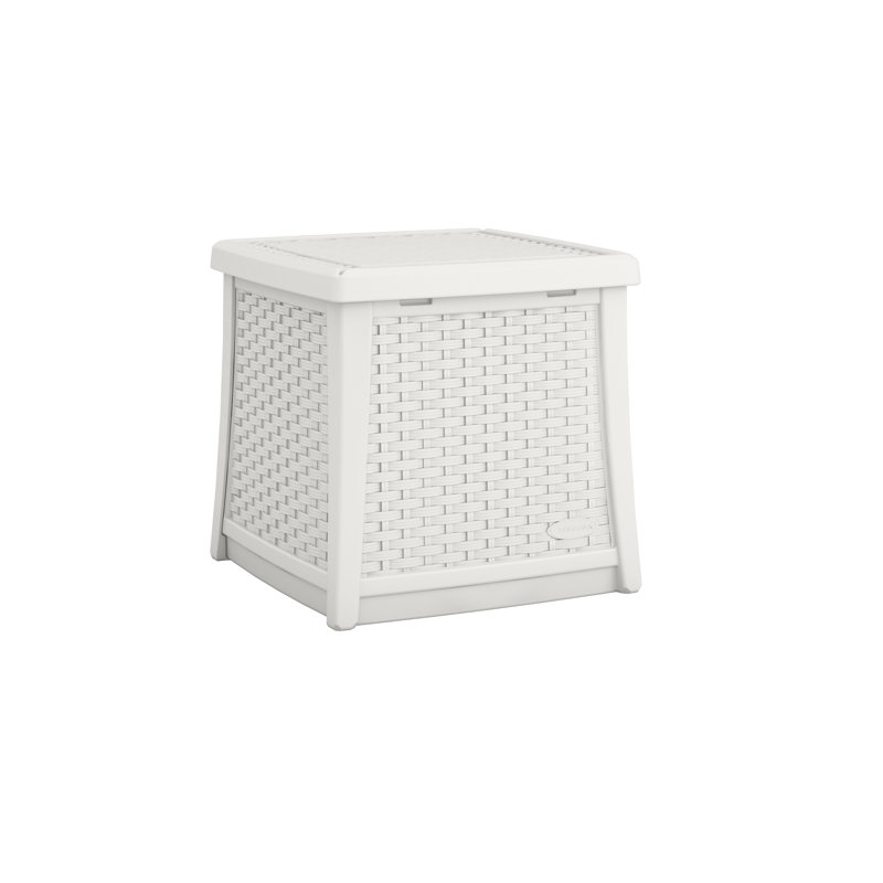 Elements Multi-Wall Resin Outdoor Patio End Table with 13 Gallons of Storage, Ice Cube