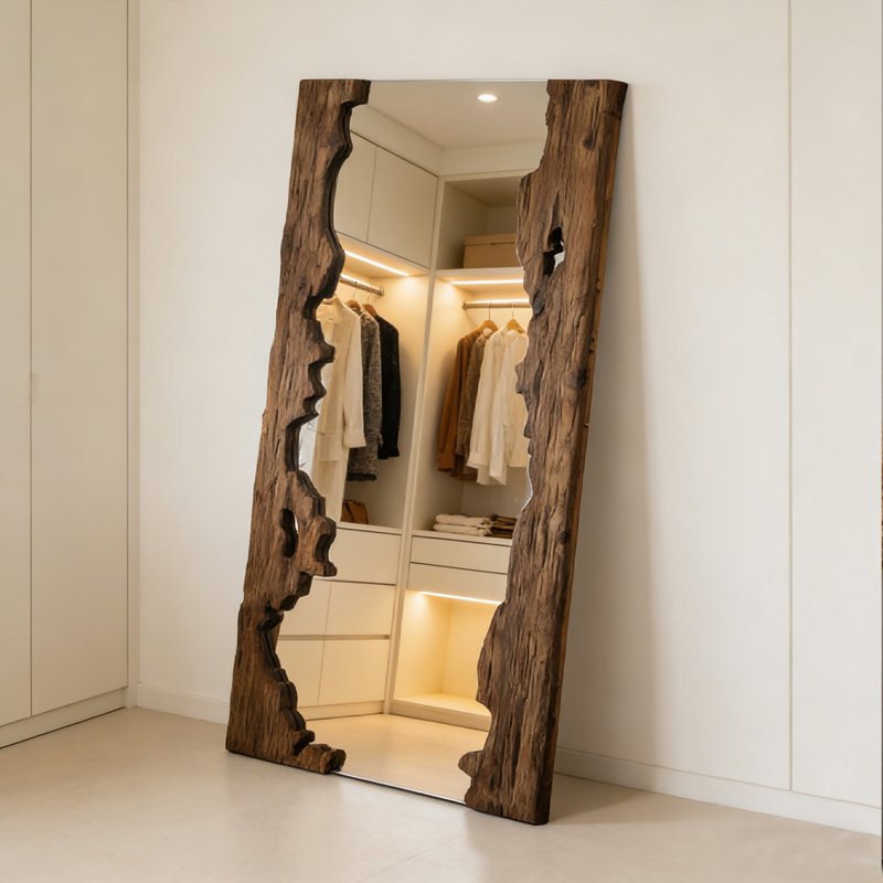 American-style rectangular solid wood full-length mirror in the bedroom, entrance hall, living room, 74.65" x 47.05"