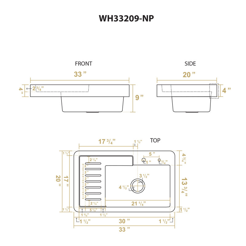 Brushed Stainless Steel Drop-In Farmhouse Sink with Drainboard