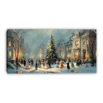 Art victorien de Noël sur toile tendue avec boule de Noël