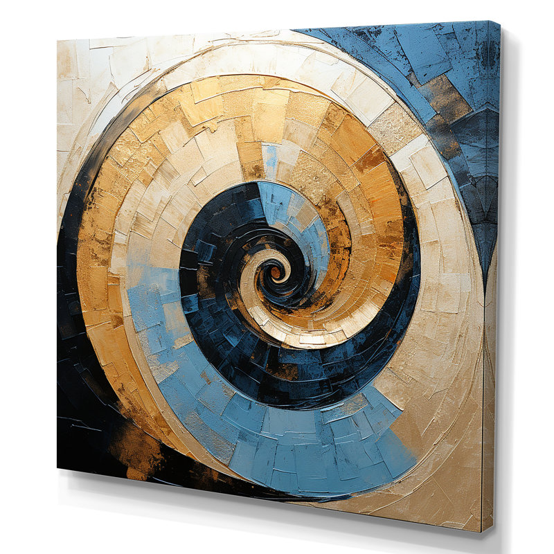 Minimalisme doré, spirales de poterie I - impression, Toile tendue, H 30 po x l 30 po x P 1 po