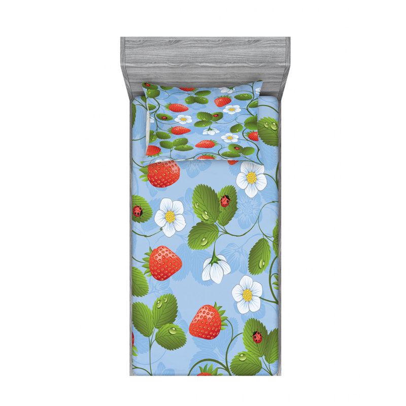 Microfiber Floral Sheet Set, Twin XL Sheet Set with Fitted Sheet