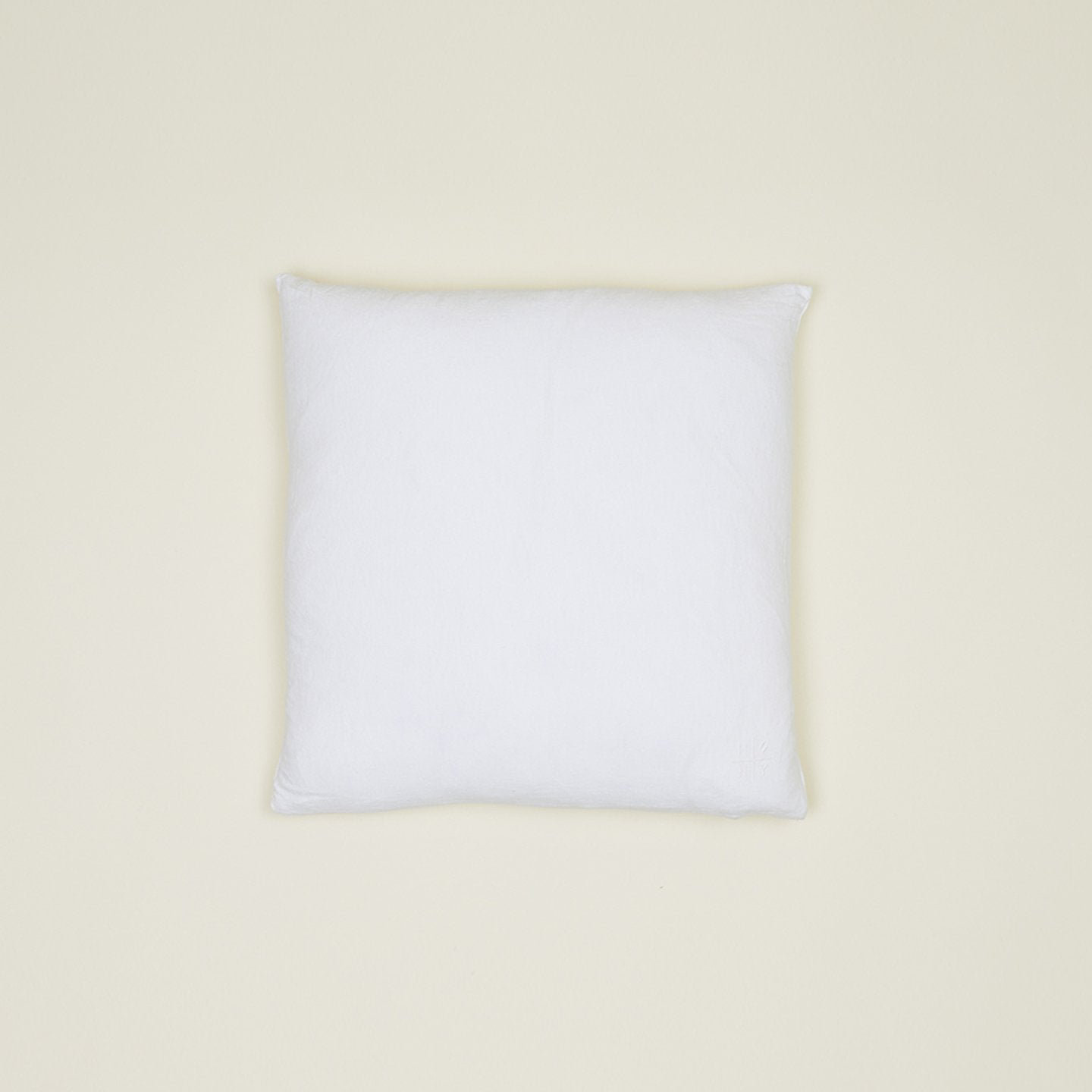 Simple Embroidered Linen Throw Pillow, White, Square 22"