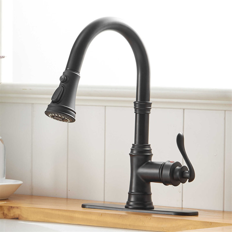 KIKO HOME Pull Down Kitchen Faucet, Matte Black