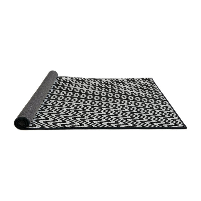 Tapis de zone noire à motifs, Rond 5 pi