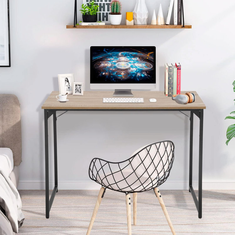 computer desk study desk, Nature/Black, 29" H x 40" W x 20" D