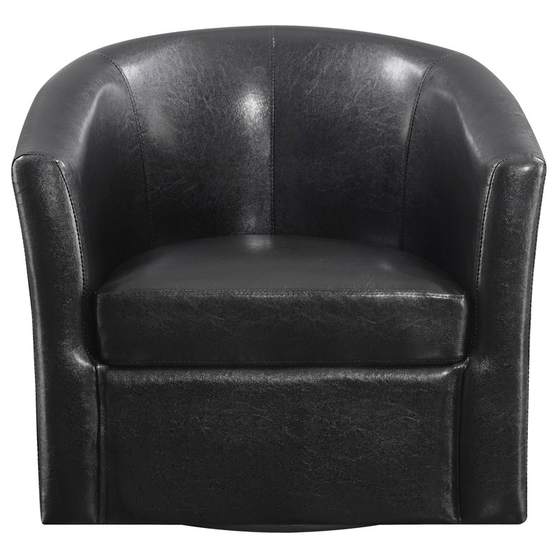 Fauteuil demi-tonneau pivotant de 29,5 po Melvyn, Simili cuir brun foncé
