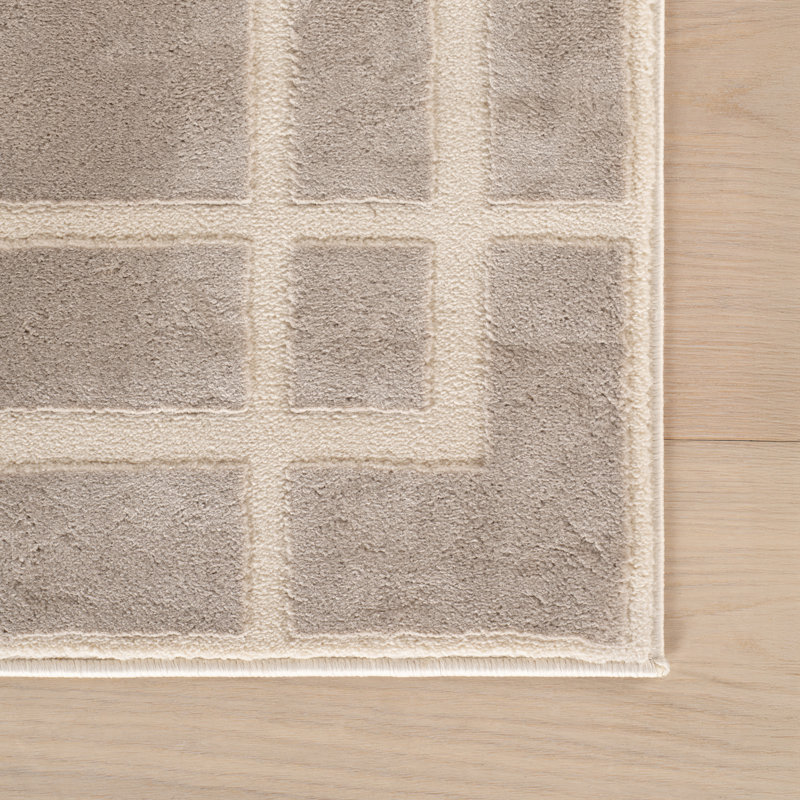 Lunara Textured Checkered Area Rug, Rectangle 6'7" x 9', Gray