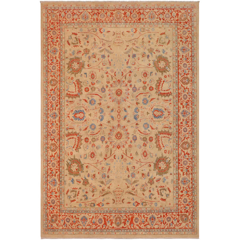 Tapis unique brun clair / rouille 9 pi x 11 pi 9 po par Arshs Fine Rugs