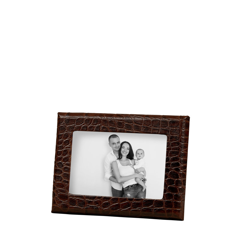 Leather Picture Frame, Brown Croc, 4" W x 6" H