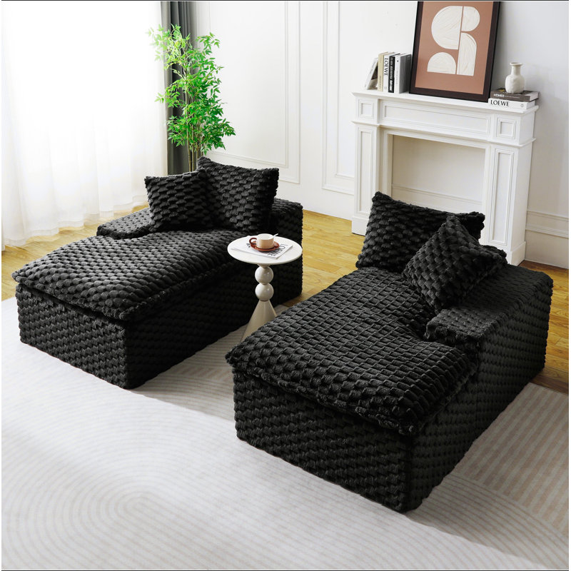 Canapé-lit double Turvet Velvet, Polyester noir