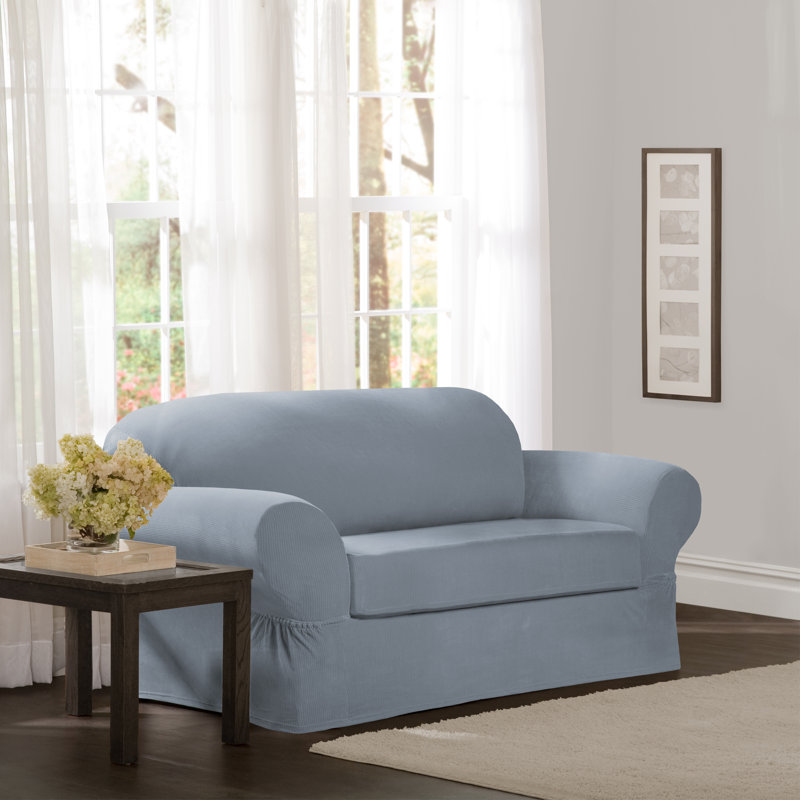 Housse extensible pour causeuse à coussins carrés / rectangulaires, Bleu