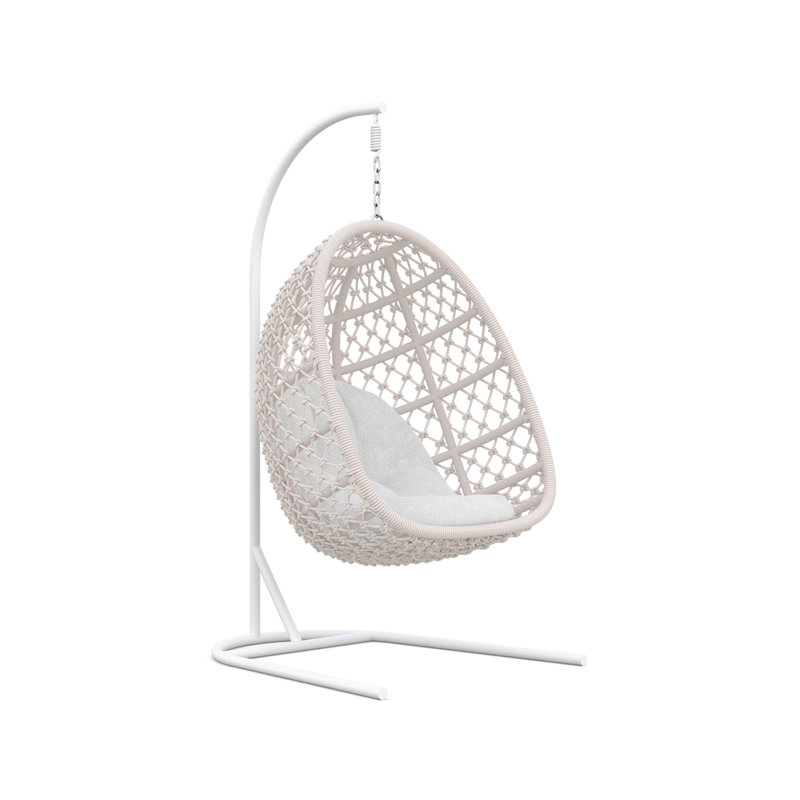 Amelia Egg Chair with Stand, Sand/White
