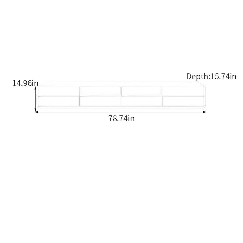 Meuble télé avec rangement minimaliste, H 14,96 po x L 78,74 po x P 15,74 po, Blanc