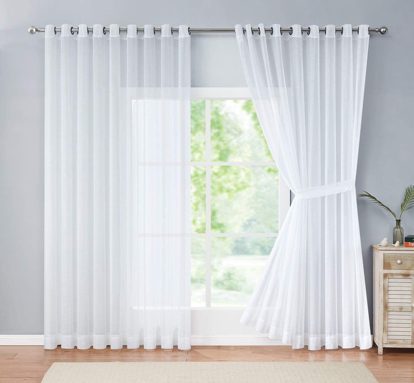 Eider & Ivory™ Morones 2 Extra Large Sheer White Curtains for Large