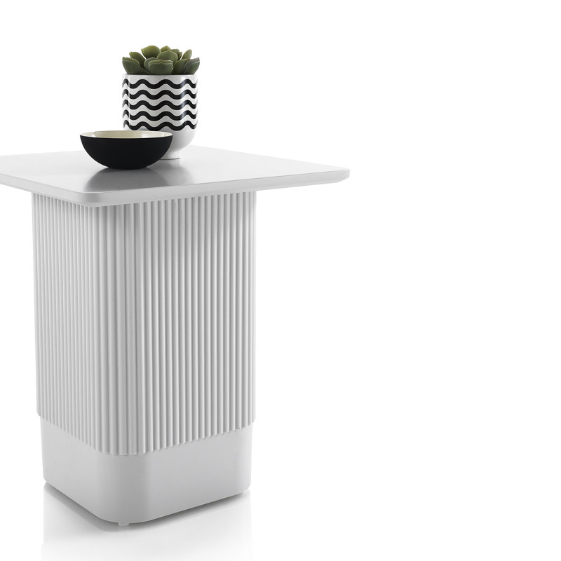 Brenen Pedestal End Table, White
