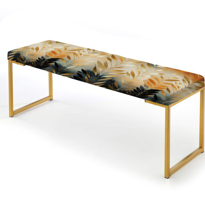 Iroha - Chevron Upholstered Gold Bench by Mercer41