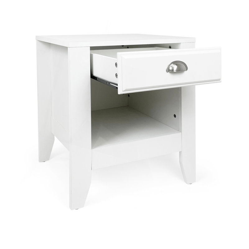 Table de chevet contemporaine en faux bois avec rangement et design fonctionnel