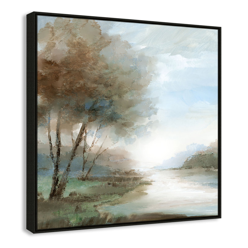 Peaceful River - Square Version Print par Nan, H 37,5 po x l 37,5 po, Espresso