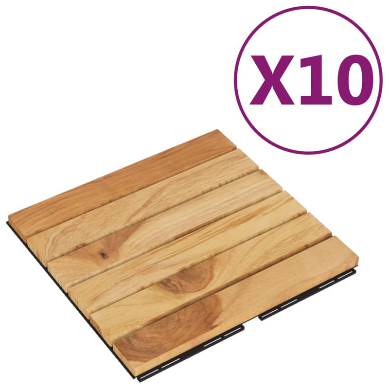 11.8'' L x 11.8'' W Solid Wood Interlocking Deck Tile in Brown