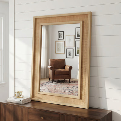 Miroir décoratif en rotin
