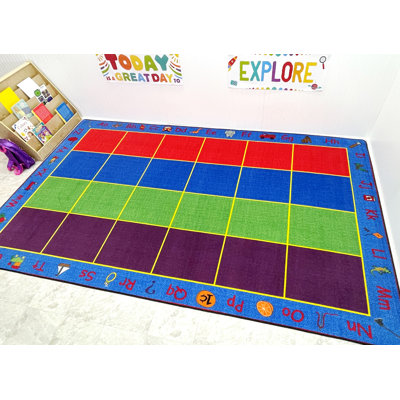 Tapis arc-en-ciel KidCarpet ABC avec 24 sièges, 7 pi 6 po x 12 pi