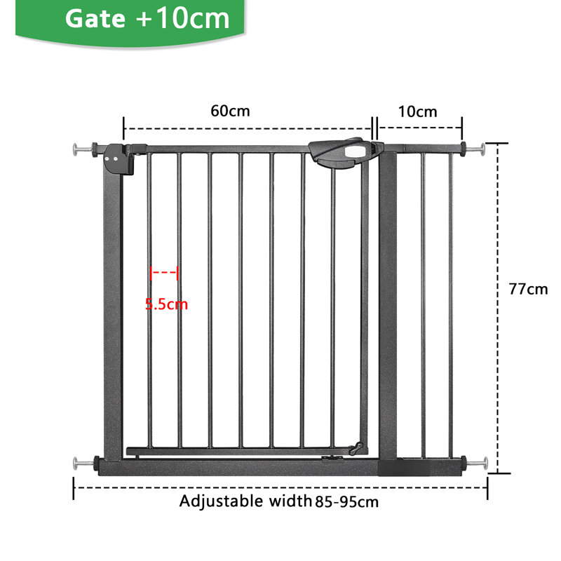 Metal Pressure Mounted Pet Gate, Black, 85-95cm