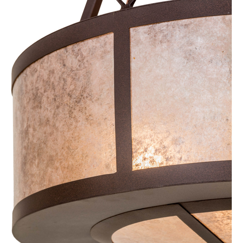Cafe Noir Silver Mica 4-Light Drum Pendant for Indoor/Outdoor