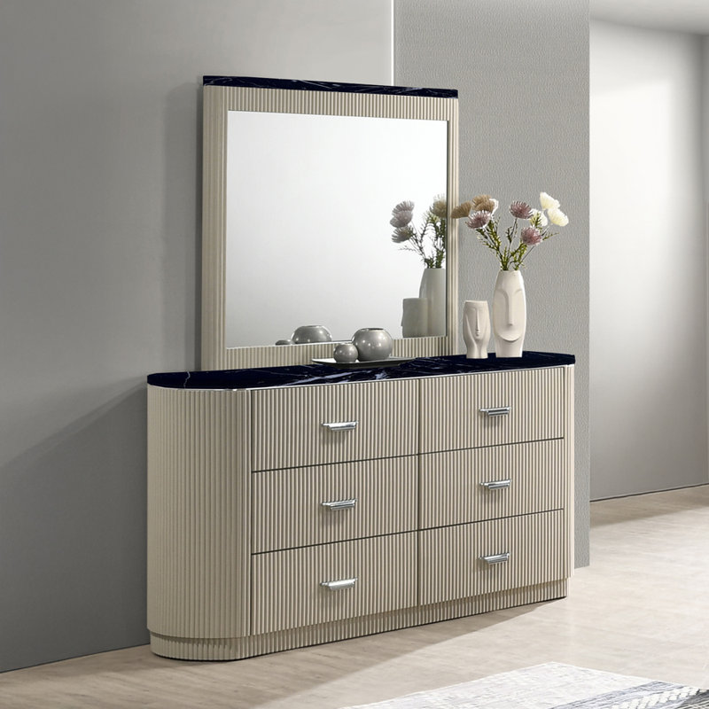 Commode 6 tiroirs avec miroir Dotan