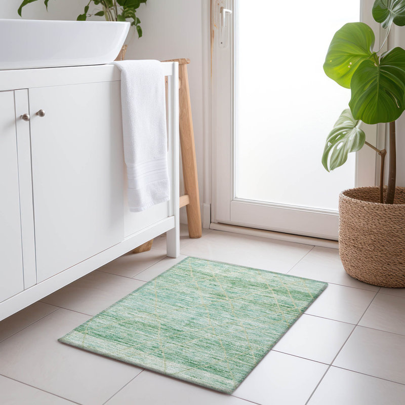 Machine Washable Indoor/Outdoor Cinead ACN1658 Aloe Rug, Rectangle 1'8" x 2'6"