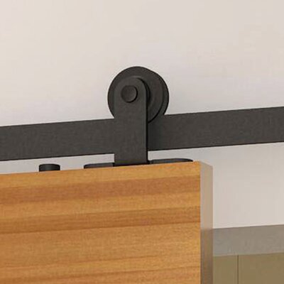 78 in Soft Close Black Solid Steel Sliding Rolling Barn Door Hardware Kit for Single Wood Doors -  American Pro Decor, 5APD10759