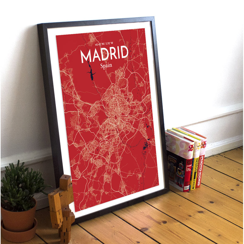 Madrid City Map - No Frame Print, 43.2cm H x 27.9cm W x 0.1cm D