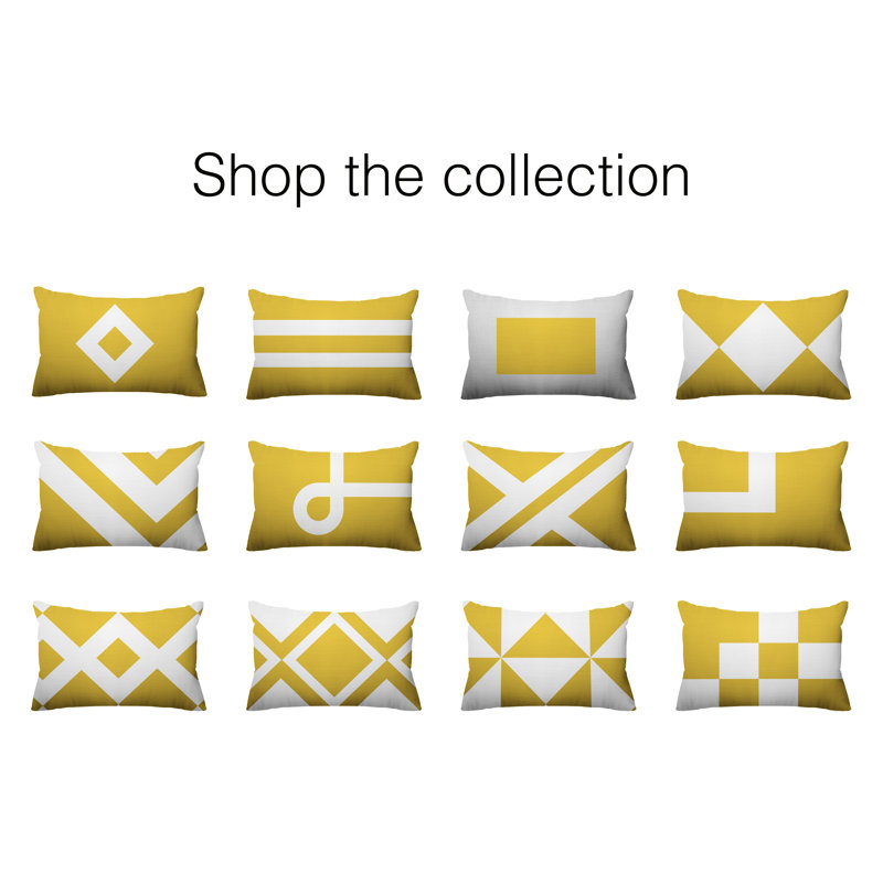 Coussin décoratif intérieur / extérieur Kyson, Jaune