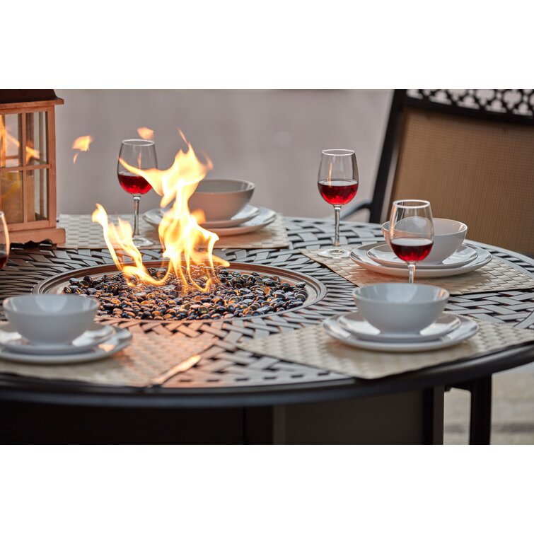 Patio Furniture 7pc Dining Set 60 Propane Fire Pit Table
