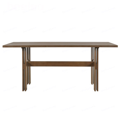 Modern Wooden Dining Table for 4 to 6 People, 71" Large Kitchen Dining Table with Wood Pedestal Base, Mid Century Rectangular Long Dinner Table for Ho