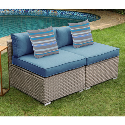 Kyson 54 " W Straight Steel and Wicker Loveseat with Cushions