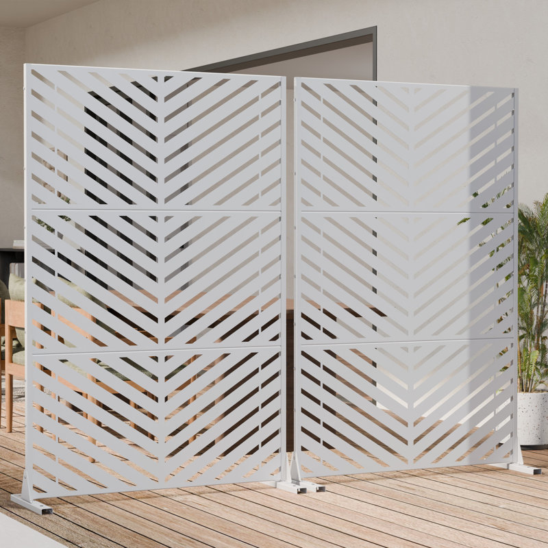 H 72 po x l 47 po x P 16 po avec écran d'intimité en métal et panneau de clôture en treillis pour terrasse, Blanc
