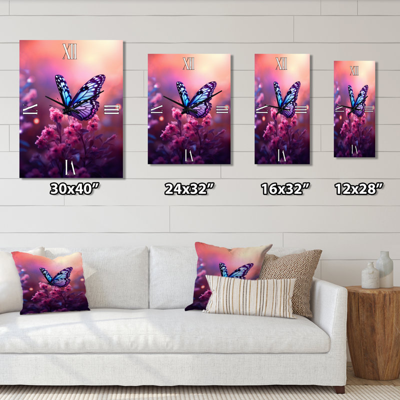 Horloge murale papillon rose, Petit