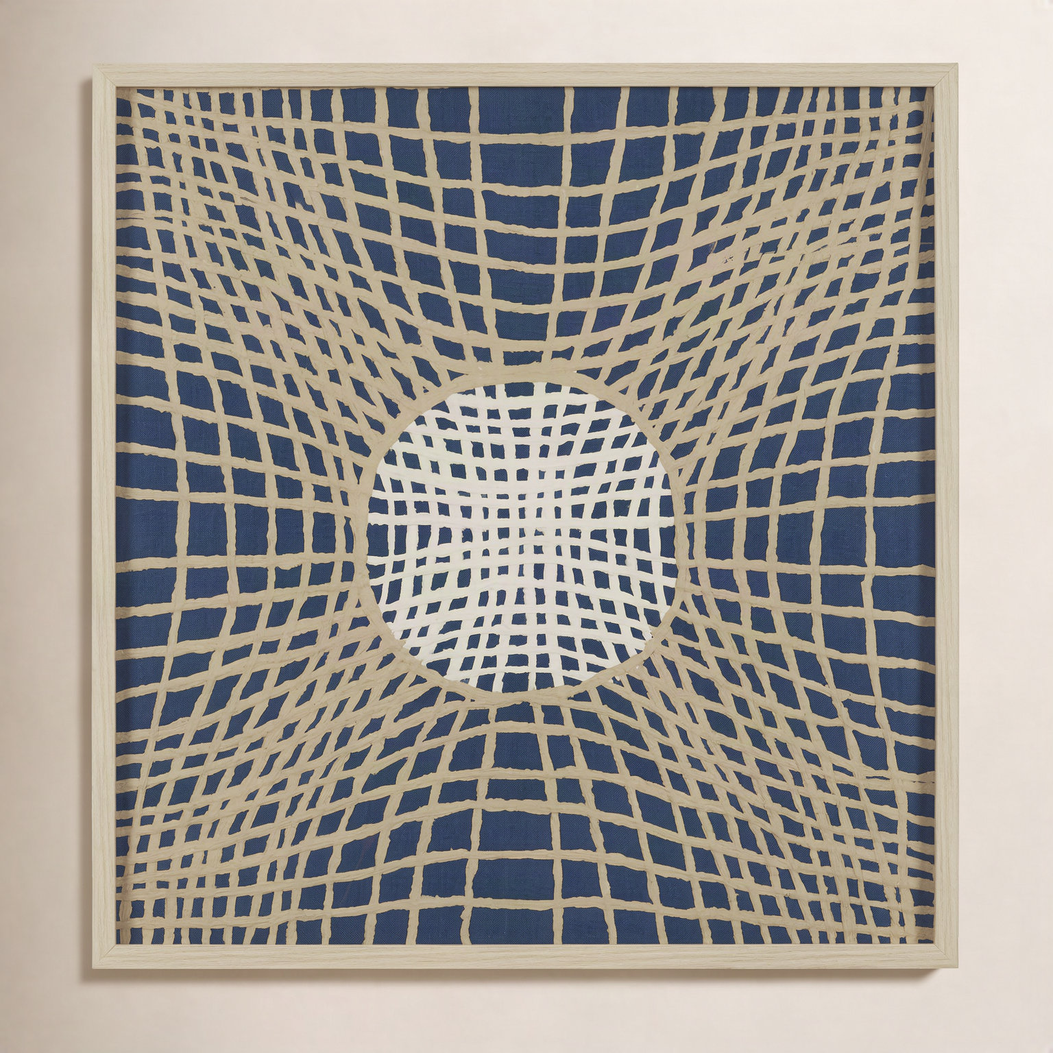 Folk Papercuts II - Prisms Print, 40" H x 40" W, Blue, Gold | White | Navy Blue