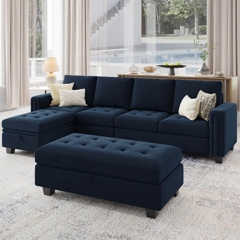 Canapé modulaire rembourré Shavera, Bleu