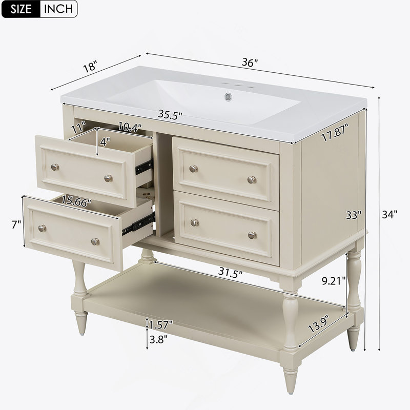 Meuble-lavabo moderne 36 po avec armoire à pharmacie 36 po