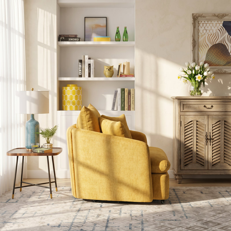 Fauteuil d'appoint pivotant en chenille Aurelia l 46,1 po x P 42,6 po x H 36,8 po Aurelia
