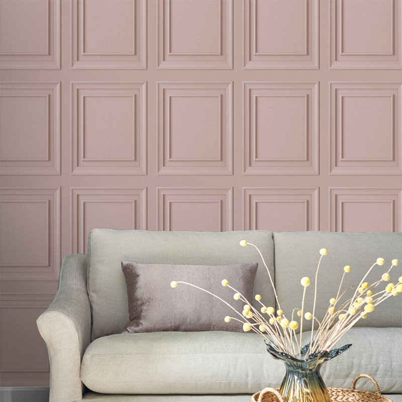 Laura Ashley Redbrook Wood Panel Wallpaper, Blush Pink