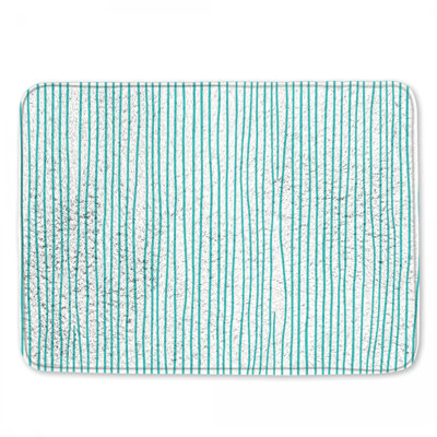 Tapis de bain turquoise à rayures verticales