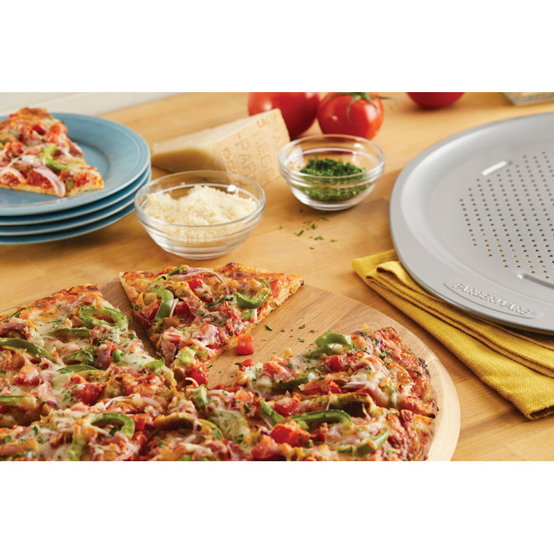 Nonstick Steel Perforated Pizza Pan and Baking Sheet Set